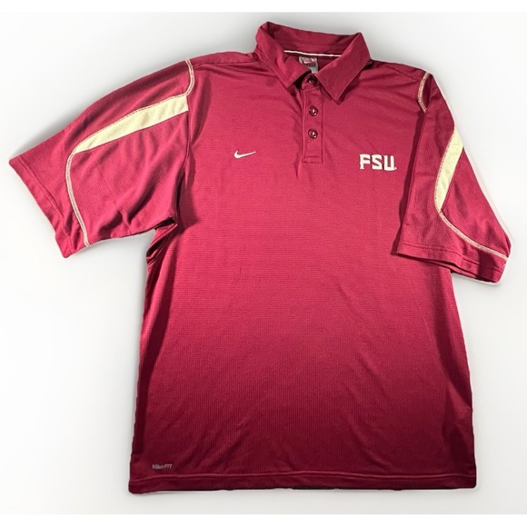 Nike Team FSU Florida State University Seminoles Polo Shirt L Y2K NikeFIT DRY - Picture 1 of 12